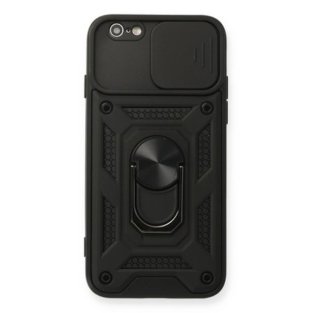 Apple İphone 6 Kılıf Pars Lens Yüzüklü Silikon - Siyah
