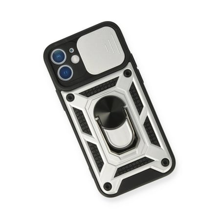 Apple İphone 11 Kılıf Pars Lens Yüzüklü Silikon - Gümüş