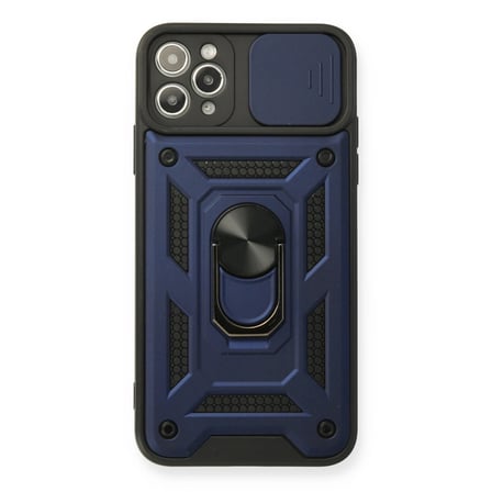 Apple İphone 11 Pro Max Kılıf Pars Lens Yüzüklü Silikon - Lacivert