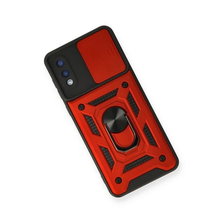 Samsung Galaxy A02 Kılıf Pars Lens Yüzüklü Silikon - Kırmızı