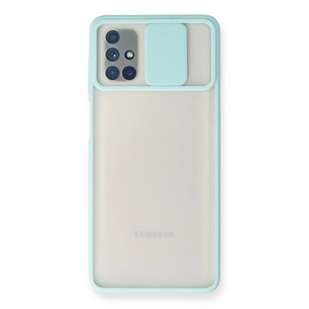 Samsung Galaxy M51 Kılıf Palm Buzlu Kamera Sürgülü Silikon - Turkuaz