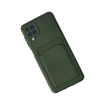 Samsung Galaxy A12 Kılıf Kelvin Kartvizitli Silikon - Koyu Yeşil