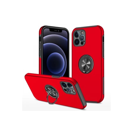 Apple İphone 12 Pro Max Kılıf Elit Yüzüklü Kapak - Kırmızı