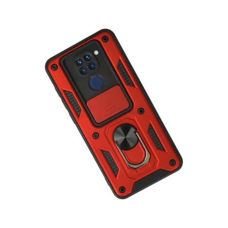 Xiaomi Uyumlu Redmi Note 9 Kılıf Pars Lens Yüzüklü Silikon - Kırmızı