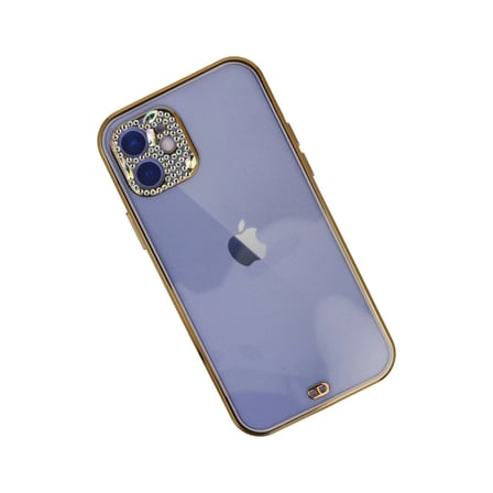 Apple İphone 12 Kılıf Liva Taşlı Silikon - Mor