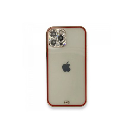 Apple İphone 12 Pro Kılıf Liva Taşlı Silikon - Kırmızı