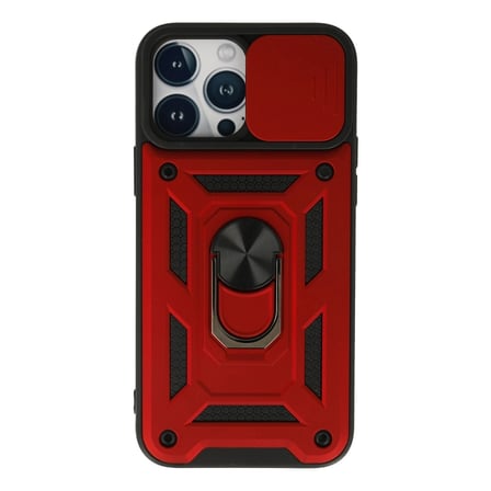 Apple İphone 13 Pro Max Kılıf Pars Lens Yüzüklü Silikon - Kırmızı