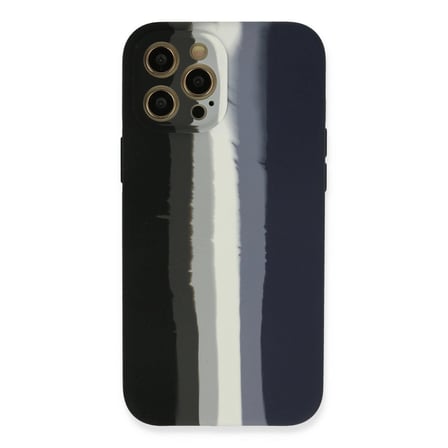Apple İphone 12 Pro Max Kılıf Ebruli Lansman Silikon - Siyah-lacivert