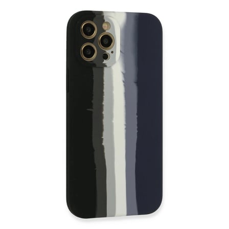 Apple İphone 12 Pro Max Kılıf Ebruli Lansman Silikon - Siyah-lacivert