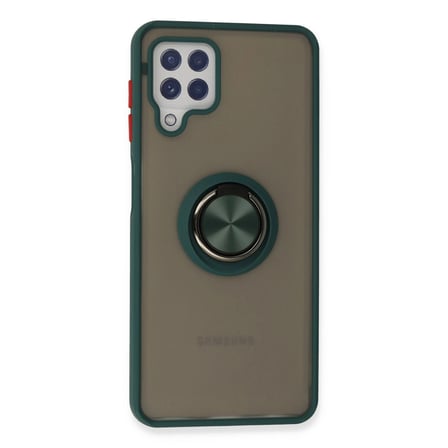 Samsung Galaxy A22 Kılıf Montreal Yüzüklü Silikon Kapak - Yeşil