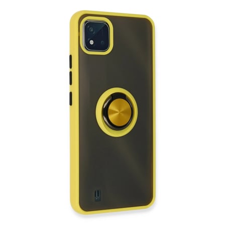 Realme C11 2021 Kılıf Montreal Yüzüklü Silikon Kapak - Sarı