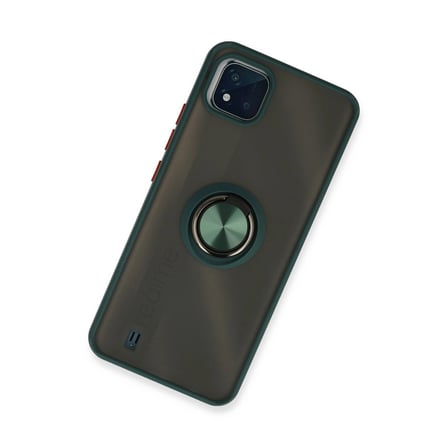 Realme C11 2021 Kılıf Montreal Yüzüklü Silikon Kapak - Yeşil
