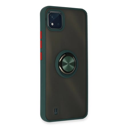 Realme C11 2021 Kılıf Montreal Yüzüklü Silikon Kapak - Yeşil