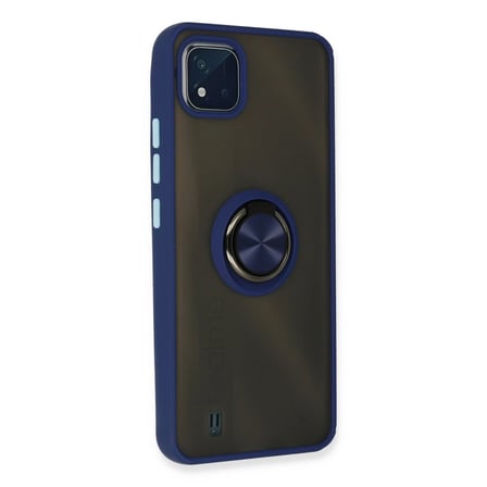 Realme C11 2021 Kılıf Montreal Yüzüklü Silikon Kapak - Lacivert