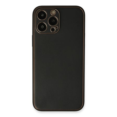 Apple İphone 13 Pro Max Kılıf Coco Deri Silikon Kapak - Siyah
