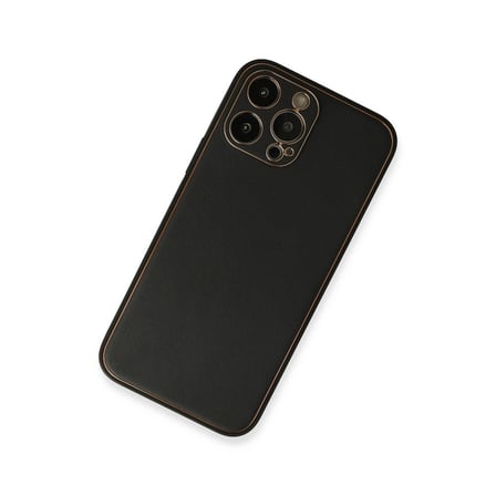 Apple İphone 13 Pro Max Kılıf Coco Deri Silikon Kapak - Siyah