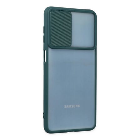 Samsung Galaxy M52 5g Kılıf Palm Buzlu Kamera Sürgülü Silikon - Yeşil