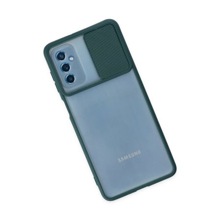 Samsung Galaxy M52 5g Kılıf Palm Buzlu Kamera Sürgülü Silikon - Yeşil
