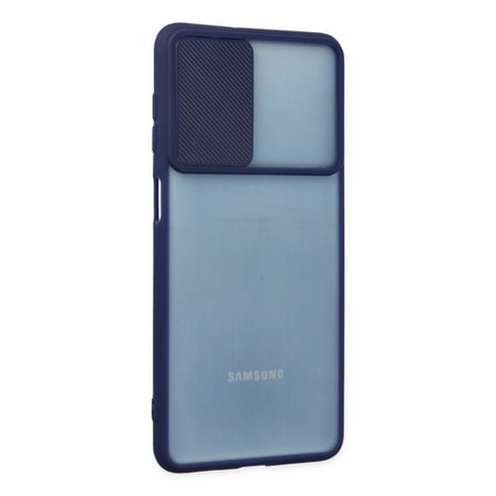 Samsung Galaxy M52 5g Kılıf Palm Buzlu Kamera Sürgülü Silikon - Lacivert