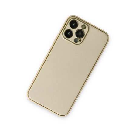 Apple İphone 13 Pro Kılıf Coco Deri Silikon Kapak - Gold