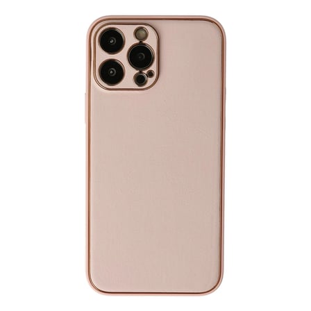Apple İphone 13 Pro Kılıf Coco Deri Silikon Kapak - Pudra