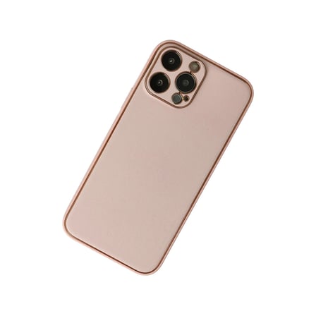 Apple İphone 13 Pro Kılıf Coco Deri Silikon Kapak - Pudra