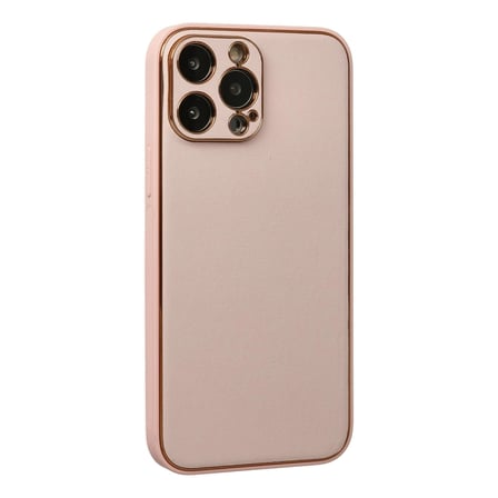 Apple İphone 13 Pro Kılıf Coco Deri Silikon Kapak - Pudra
