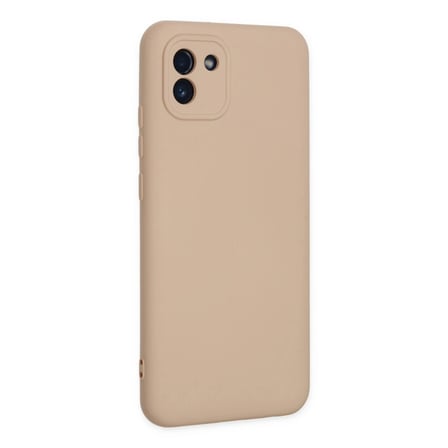 Samsung Galaxy A03 Kılıf Nano İçi Kadife Silikon - Pudra