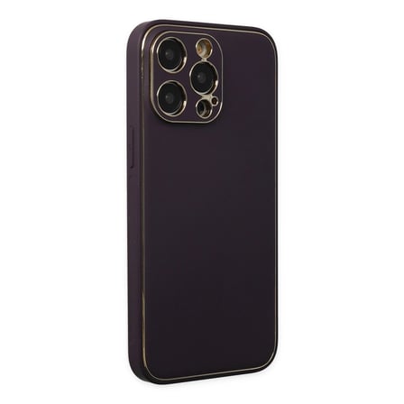 Apple İphone 13 Pro Kılıf Coco Deri Silikon Kapak - Derin Mor