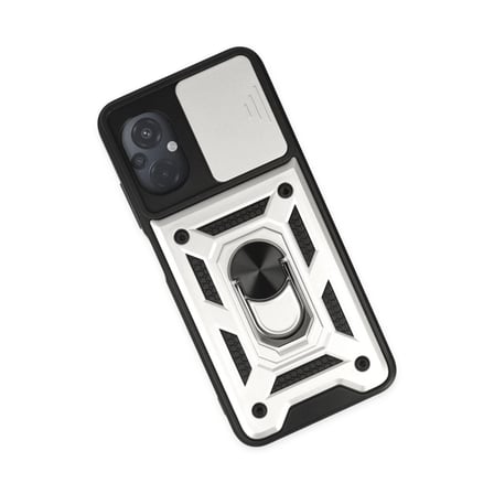 Xiaomi Poco M5 Kılıf Pars Lens Yüzüklü Silikon - Gümüş