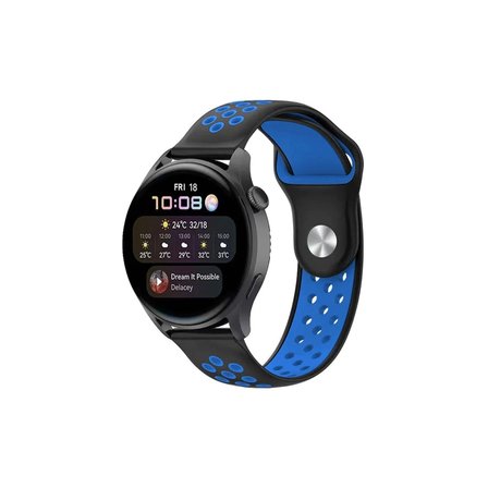 Watch 20mm Spor Delikli Kordon (saat Değildir) - Siyah-mavi