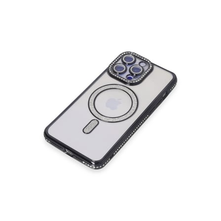 Apple İphone 14 Pro Max Kılıf Joke Simli Magneticsafe Kılıf - Siyah