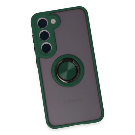 Samsung Galaxy S23 Kılıf Montreal Yüzüklü Silikon Kapak - Yeşil