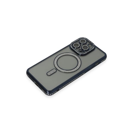 Apple İphone 15 Pro Max Kılıf Joke Simli Magneticsafe Kılıf - Lacivert