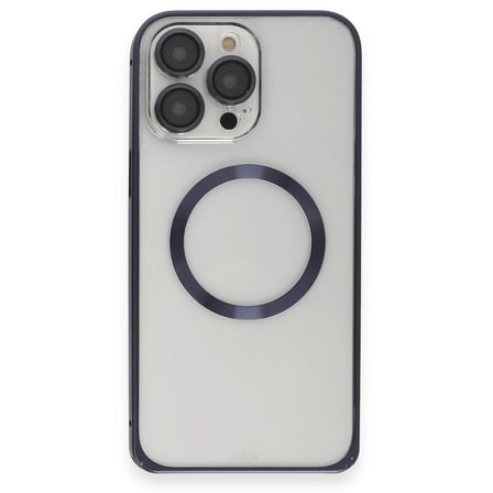 Joko Apple İphone 15 Pro Max Kılıf Metal Bumper Magneticsafe Kapak - Lacivert