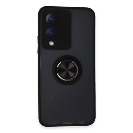 Vivo Y17s Kılıf Montreal Yüzüklü Silikon Kapak - Siyah