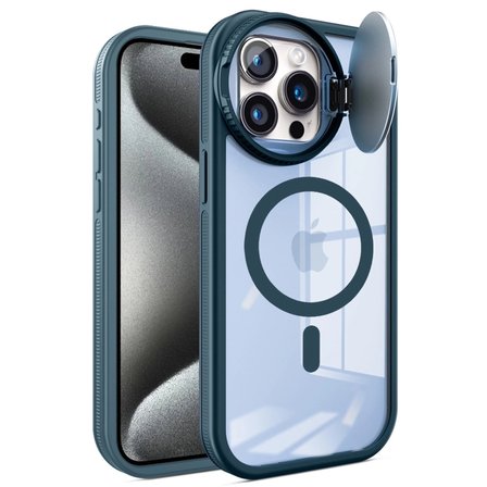 Apple İphone 15 Pro Max Kılıf Teleskop Lens Magsafe Silikon Kapak - Lacivert