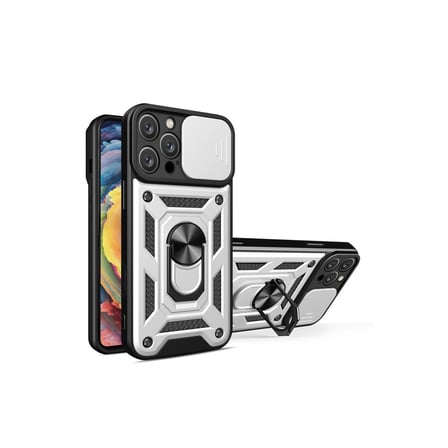 Apple İphone 16 Pro Kılıf Pars Lens Yüzüklü Silikon - Gümüş