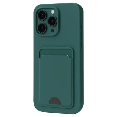 Apple İphone 16 Pro Max Kılıf Kelvin Kartvizitli Silikon - Koyu Yeşil