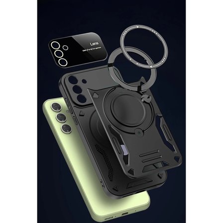 Samsung Galaxy S24 Fe Kılıf Joy Lens Standlı Kapak - Siyah