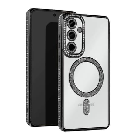 Samsung Galaxy S25 Kılıf Joke Simli Magneticsafe Kılıf - Siyah