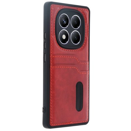 Xiaomi Redmi Note 14 Pro 4g Kılıf Sara Kartvizitli Deri Kılıf - Kırmızı