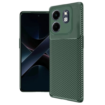 İ̇Nfinix Smart 9 Kılıf Auto Focus Karbon Kapak - Koyu Yeşil