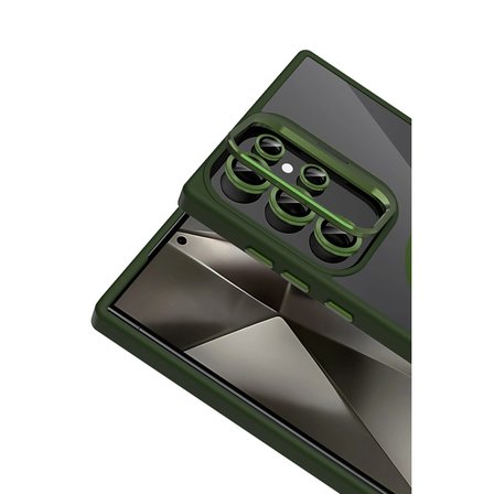Joko Samsung Galaxy S23 Ultra Remim Lensli Magsafe Standlı Kapak - Koyu Yeşil