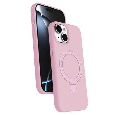 Apple Uyumlu İphone 15 Plus Regal Magsafe Standlı Kapak - Açık Pembe