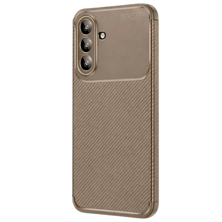 Samsung Galaxy A56 Kılıf Auto Focus Karbon Kapak - Kahverengi