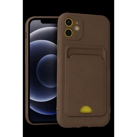 Apple İphone 11 Kılıf Kelvin Kartvizitli Silikon - Kahverengi