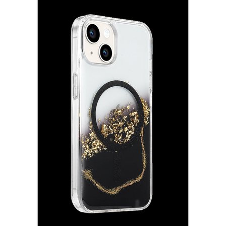 Onegif Apple İphone 15 Lotus Simli Magsafe Kapak - Siyah