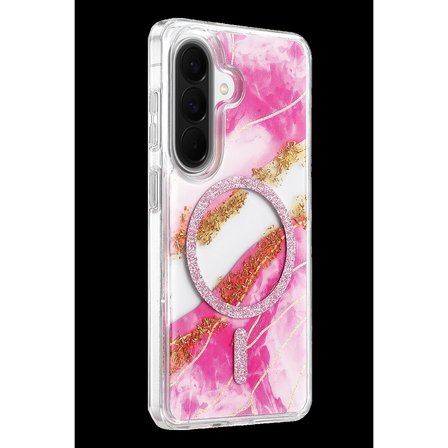 Onegif Samsung Galaxy A56 Lotus Simli Magsafe Kapak - Pembe