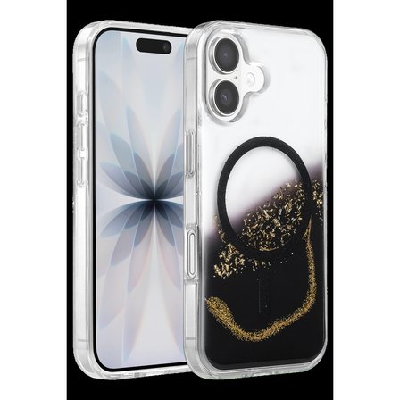 Onegif Apple İphone 17 Lotus Simli Magsafe Kapak - Siyah